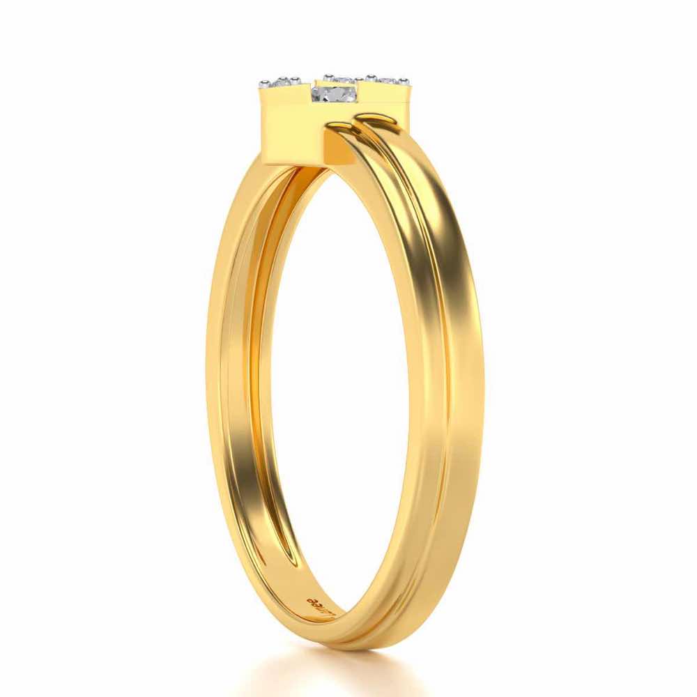 Protective Solitaire Silver Ring - Yellow Gold - Image 3