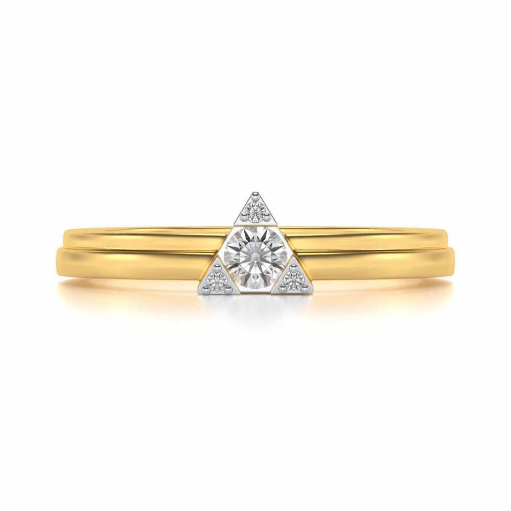 Protective Solitaire Silver Ring - Yellow Gold - Image 4