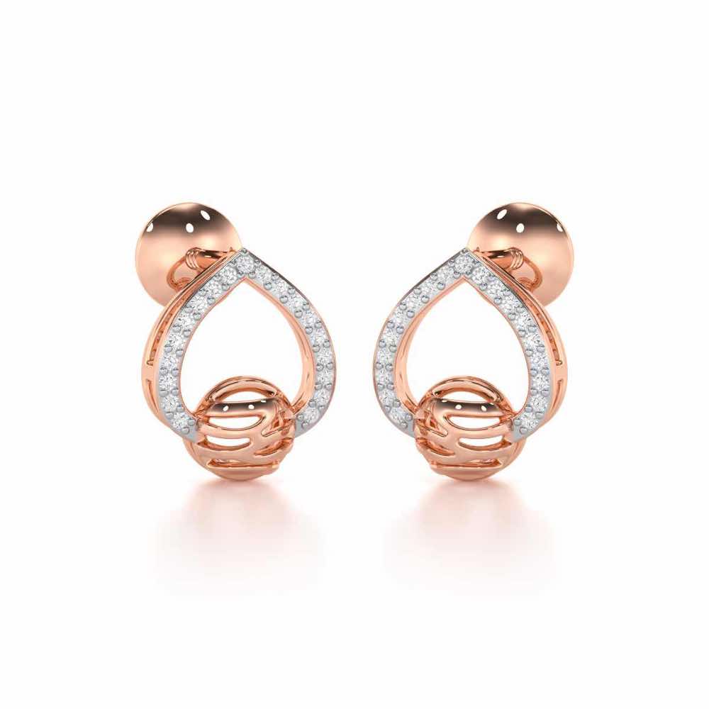 Twilight Bliss Silver Stud Earrings - Rose Gold - Image 2