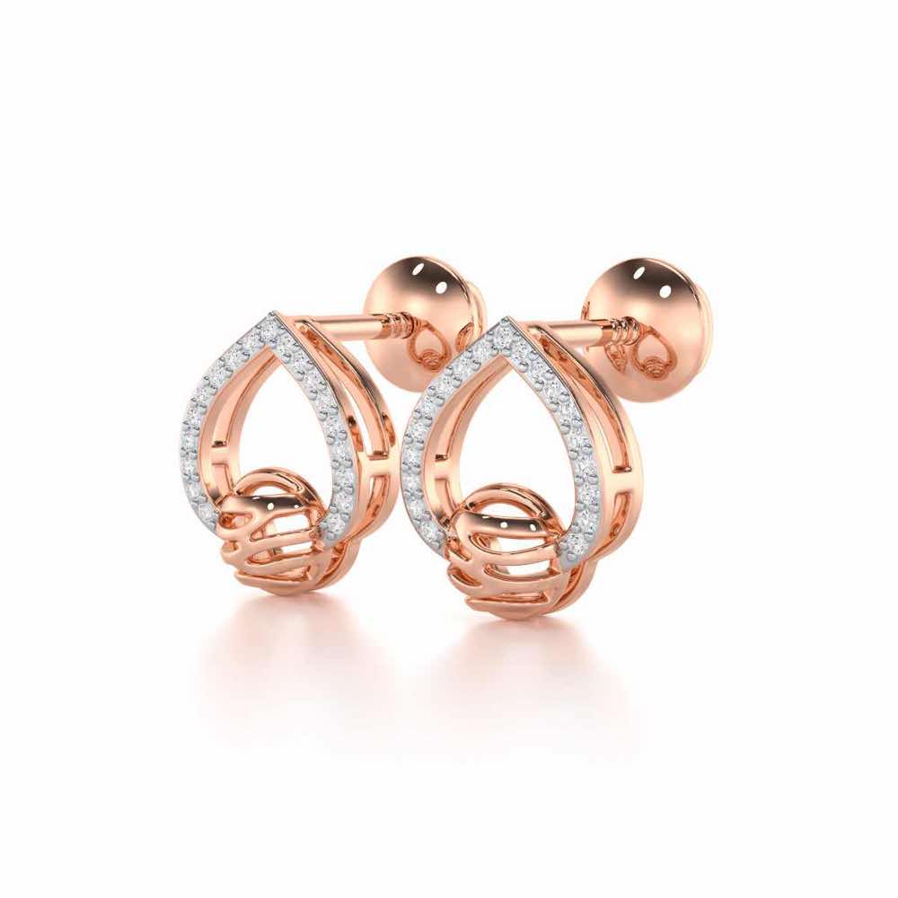 Twilight Bliss Silver Stud Earrings - Rose Gold - Image 3