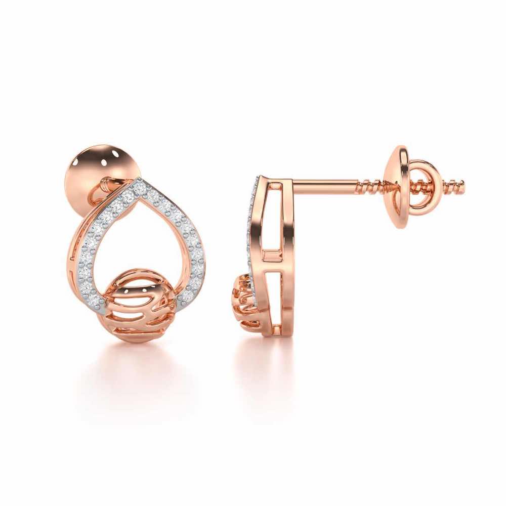 Twilight Bliss Silver Stud Earrings - Rose Gold - Image 4