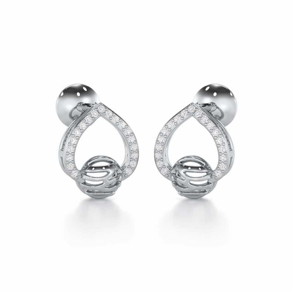 Twilight Bliss Silver Stud Earrings - White Gold - Image 2