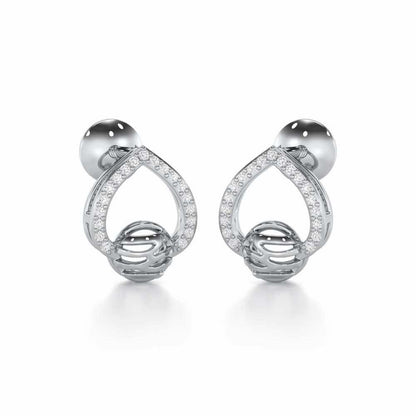 Twilight Bliss Silver Stud Earrings - White Gold - Image 2