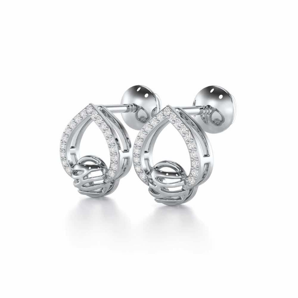 Twilight Bliss Silver Stud Earrings - White Gold - Image 3