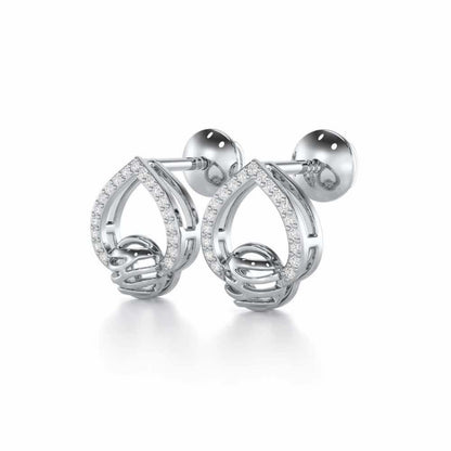 Twilight Bliss Silver Stud Earrings - White Gold - Image 3