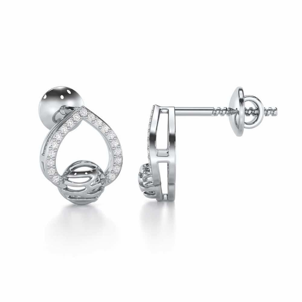 Twilight Bliss Silver Stud Earrings - White Gold - Image 4