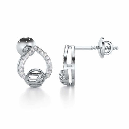 Twilight Bliss Silver Stud Earrings - White Gold - Image 4