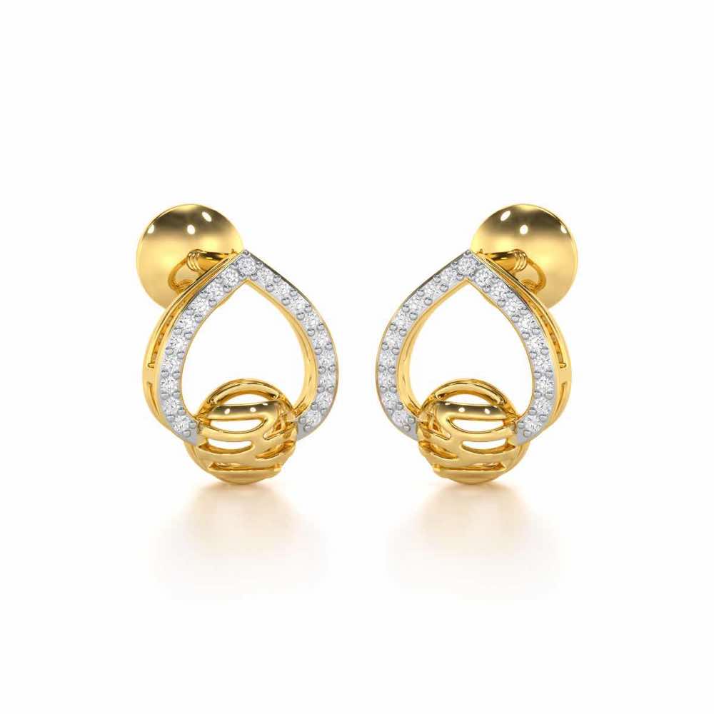 Twilight Bliss Silver Stud Earrings - Yellow Gold - Image 2