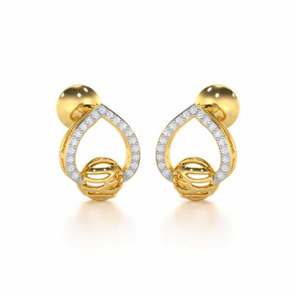 Twilight Bliss Silver Stud Earrings - Yellow Gold - Image 2