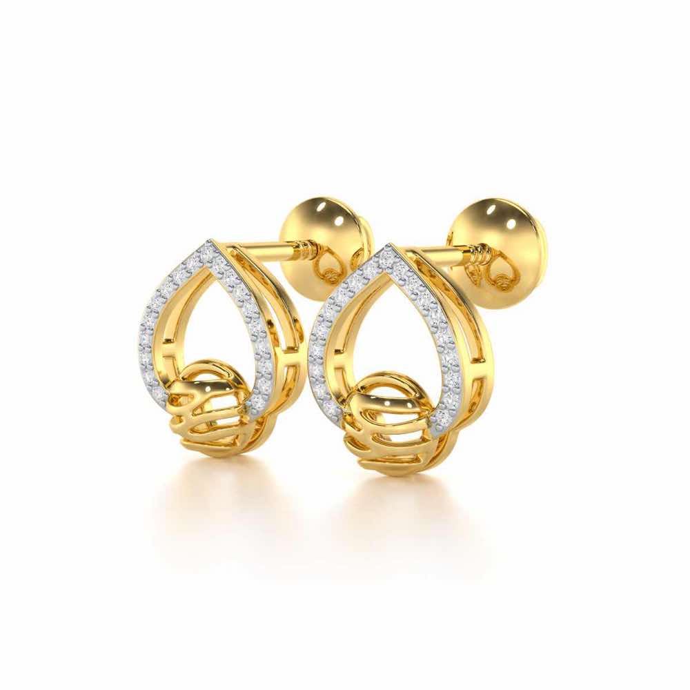 Twilight Bliss Silver Stud Earrings - Yellow Gold - Image 3
