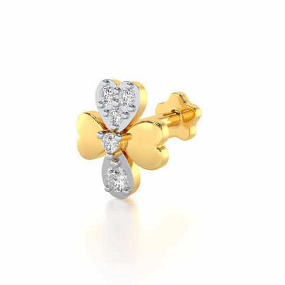 Pure Flora Silver Nosepin - Yellow Gold - Image 2