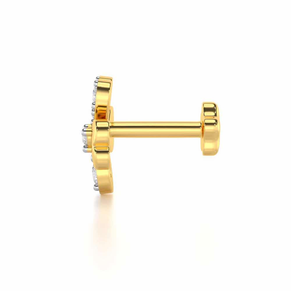 Pure Flora Silver Nosepin - Yellow Gold - Image 3