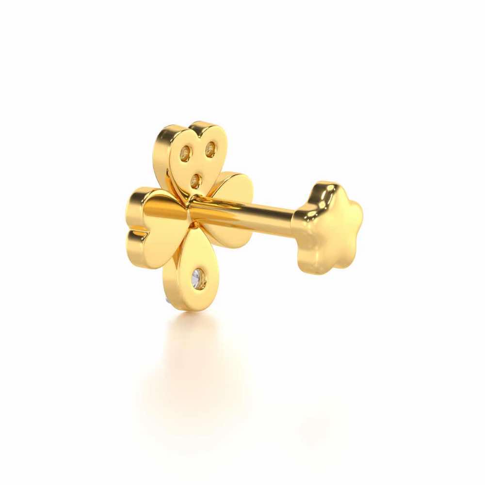 Pure Flora Silver Nosepin - Yellow Gold - Image 4