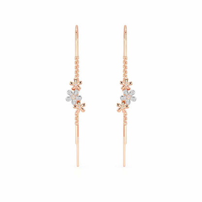 Pushp Silver Dangler Earrings - Rose Gold - Image 1
