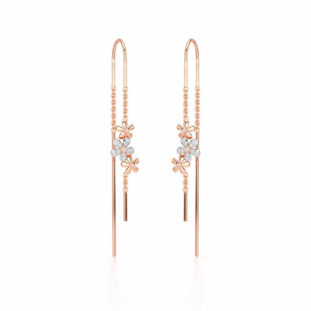 Pushp Silver Dangler Earrings - Rose Gold - Image 2