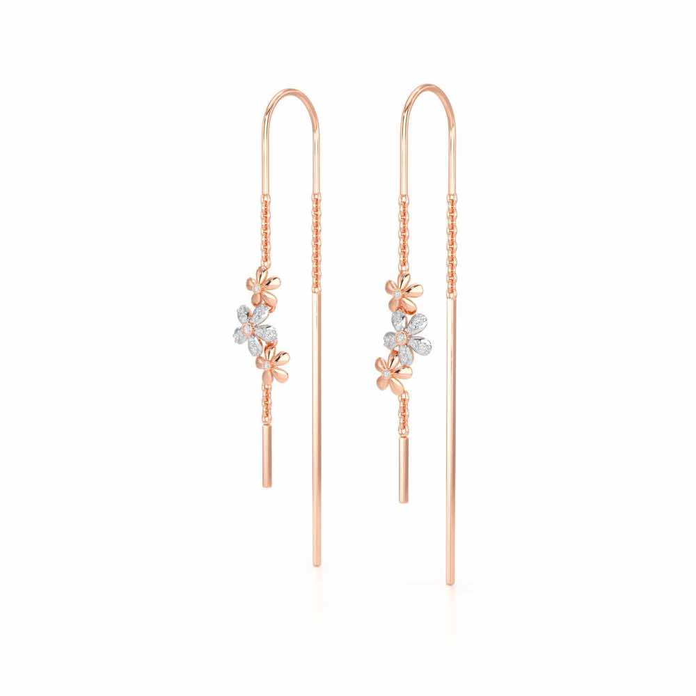 Pushp Silver Dangler Earrings - Rose Gold - Image 3