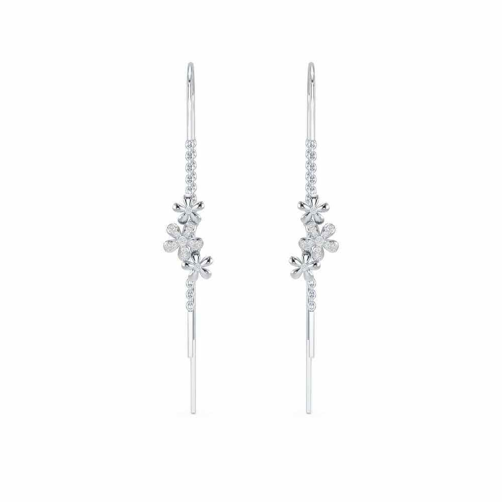 Pushp Silver Dangler Earrings - White Gold - Image 1