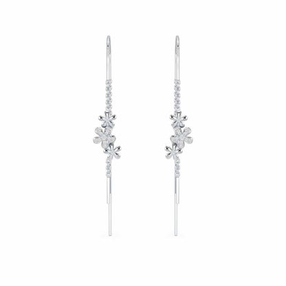 Pushp Silver Dangler Earrings - White Gold - Image 1