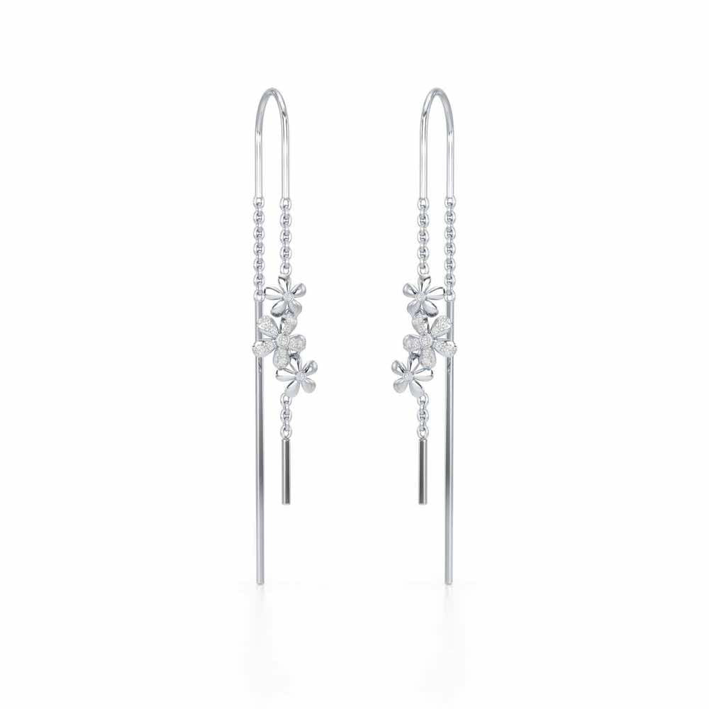 Pushp Silver Dangler Earrings - White Gold - Image 2