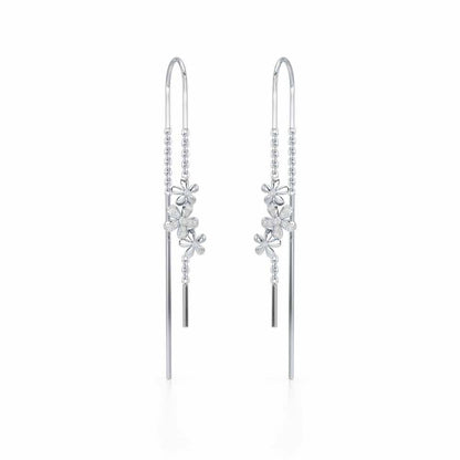 Pushp Silver Dangler Earrings - White Gold - Image 2