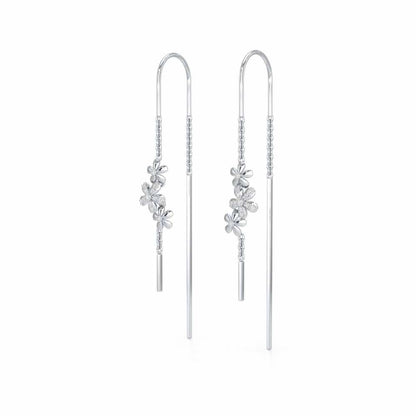 Pushp Silver Dangler Earrings - White Gold - Image 3