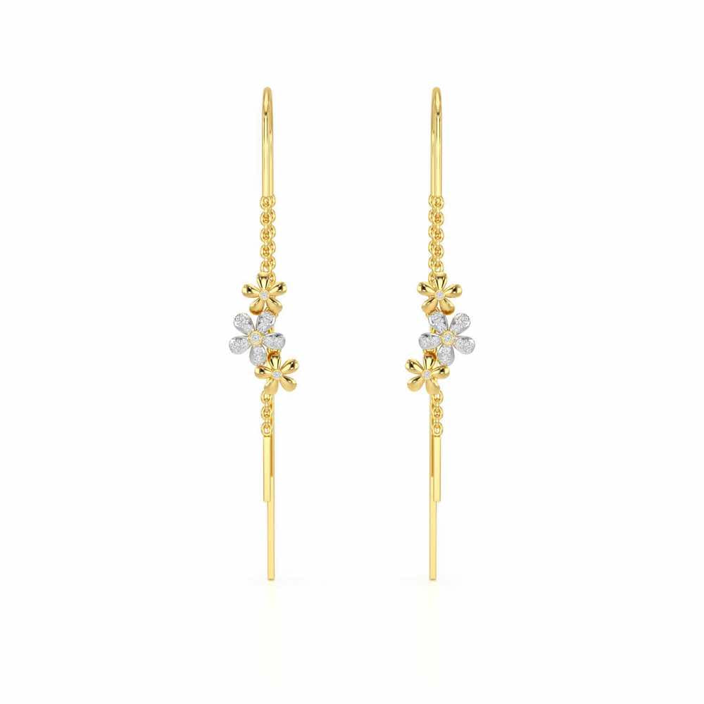 Pushp Silver Dangler Earrings - Yellow Gold - Image 1