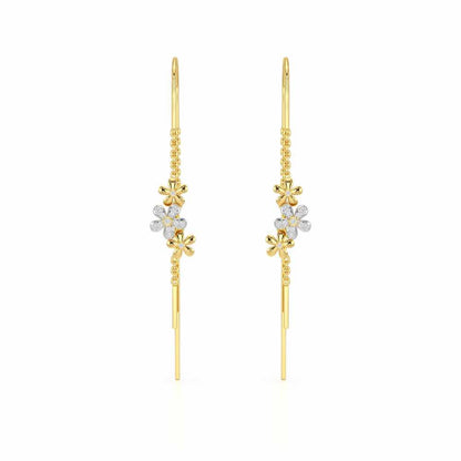 Pushp Silver Dangler Earrings - Yellow Gold - Image 1