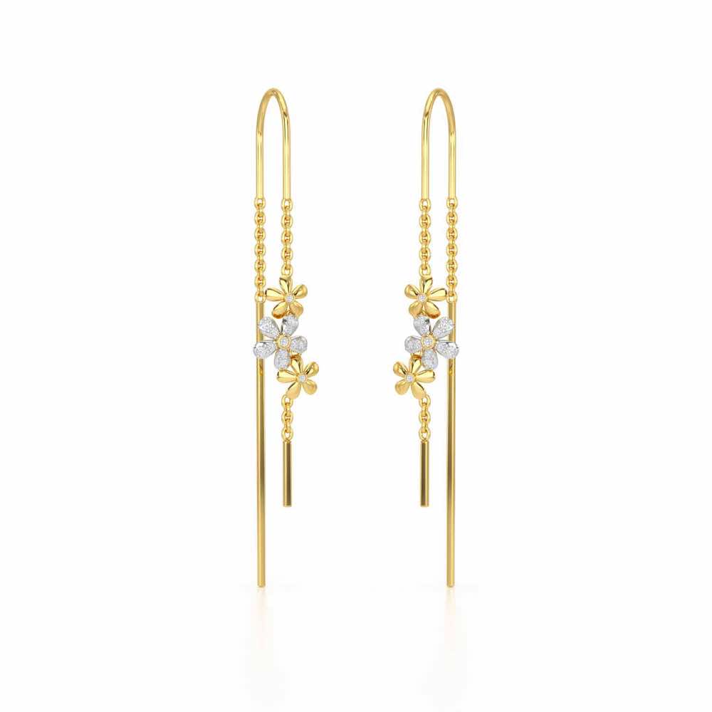 Pushp Silver Dangler Earrings - Yellow Gold - Image 2