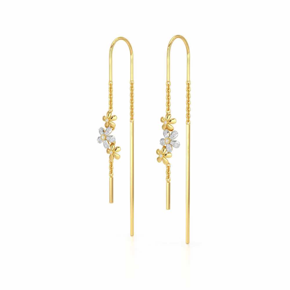 Pushp Silver Dangler Earrings - Yellow Gold - Image 3