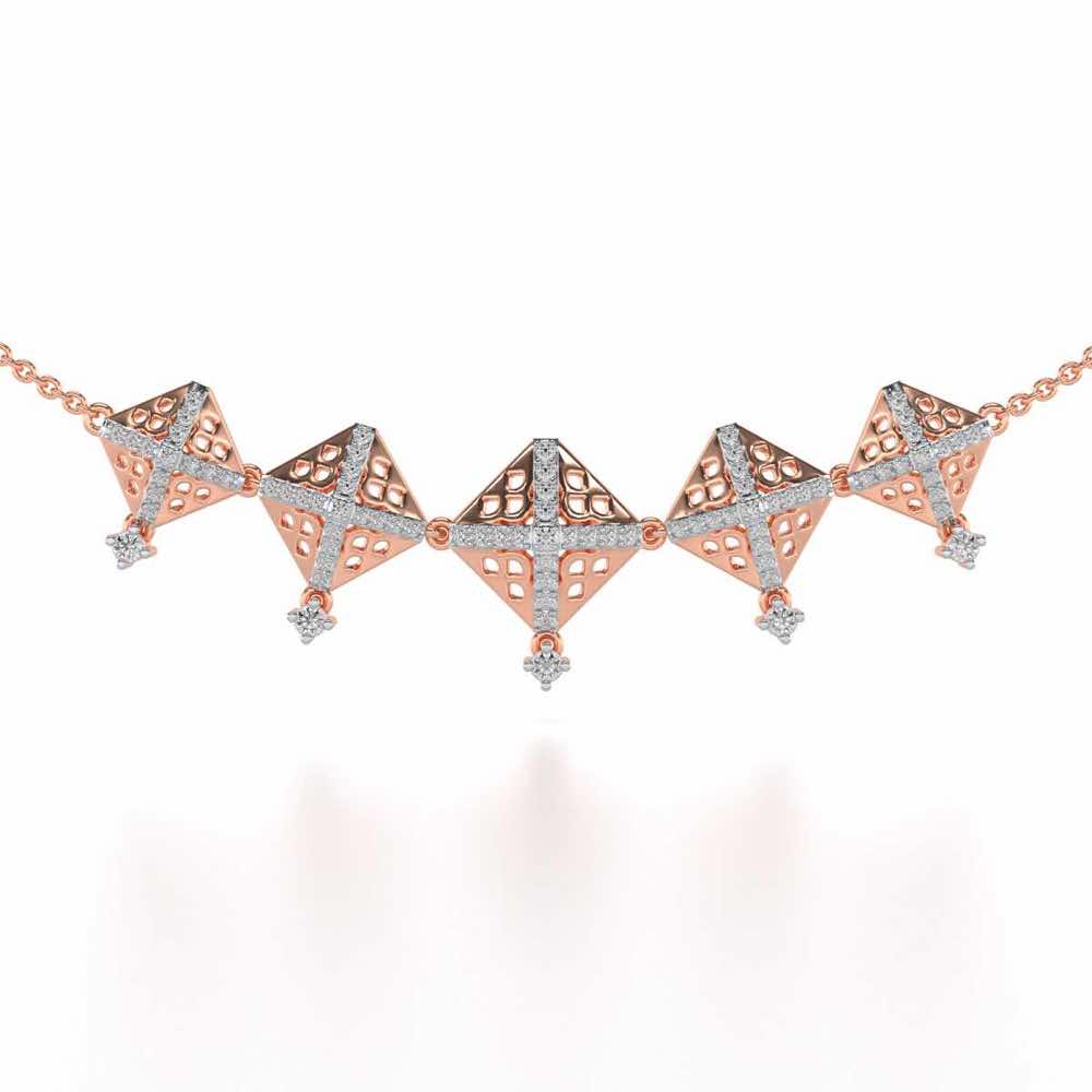 Pyramid Conclave Silver Necklace - Rose Gold - Image 1