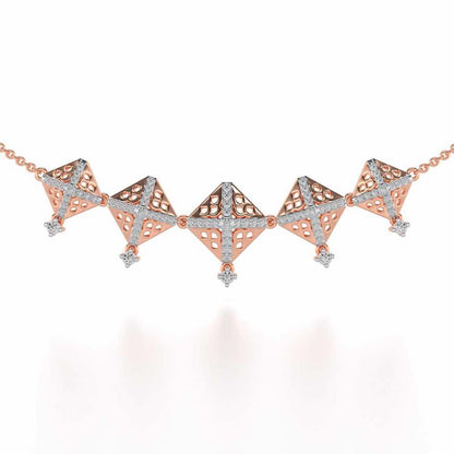 Pyramid Conclave Silver Necklace - Rose Gold - Image 1