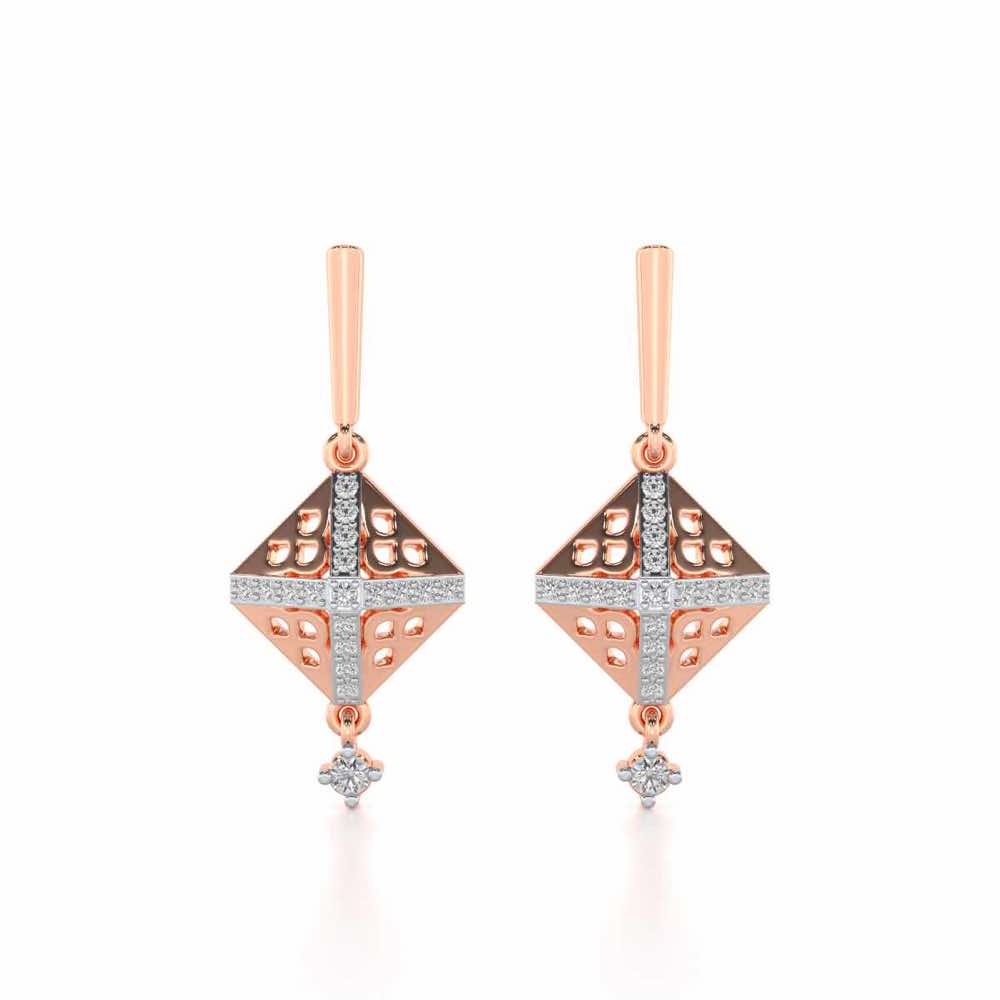Pyramid Conclave Silver Earring - Rose Gold - Image 1