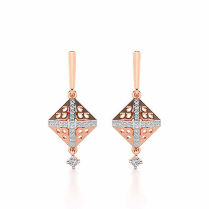 Pyramid Conclave Silver Earring - Rose Gold - Image 1