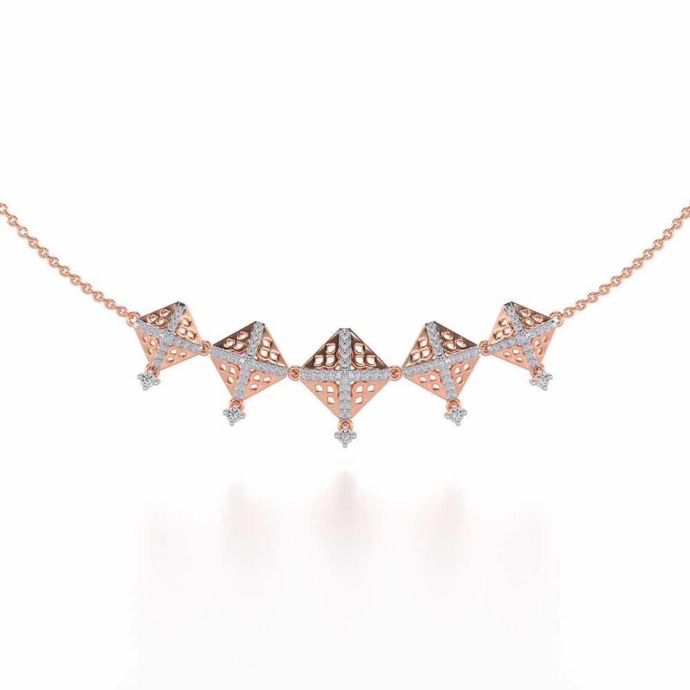 Pyramid Conclave Silver Necklace - Rose Gold - Image 2