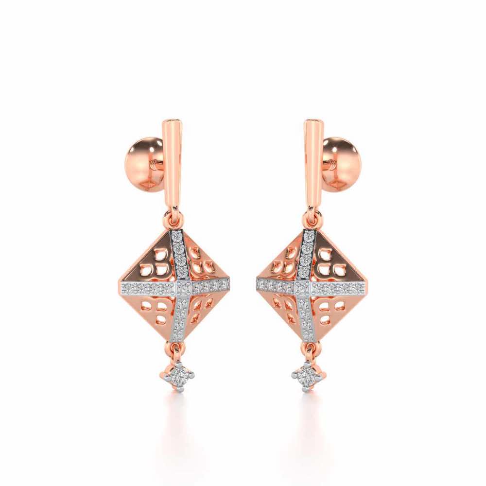 Pyramid Conclave Silver Earring - Rose Gold - Image 2
