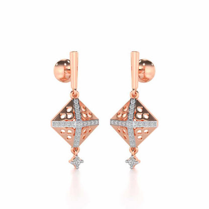 Pyramid Conclave Silver Earring - Rose Gold - Image 2