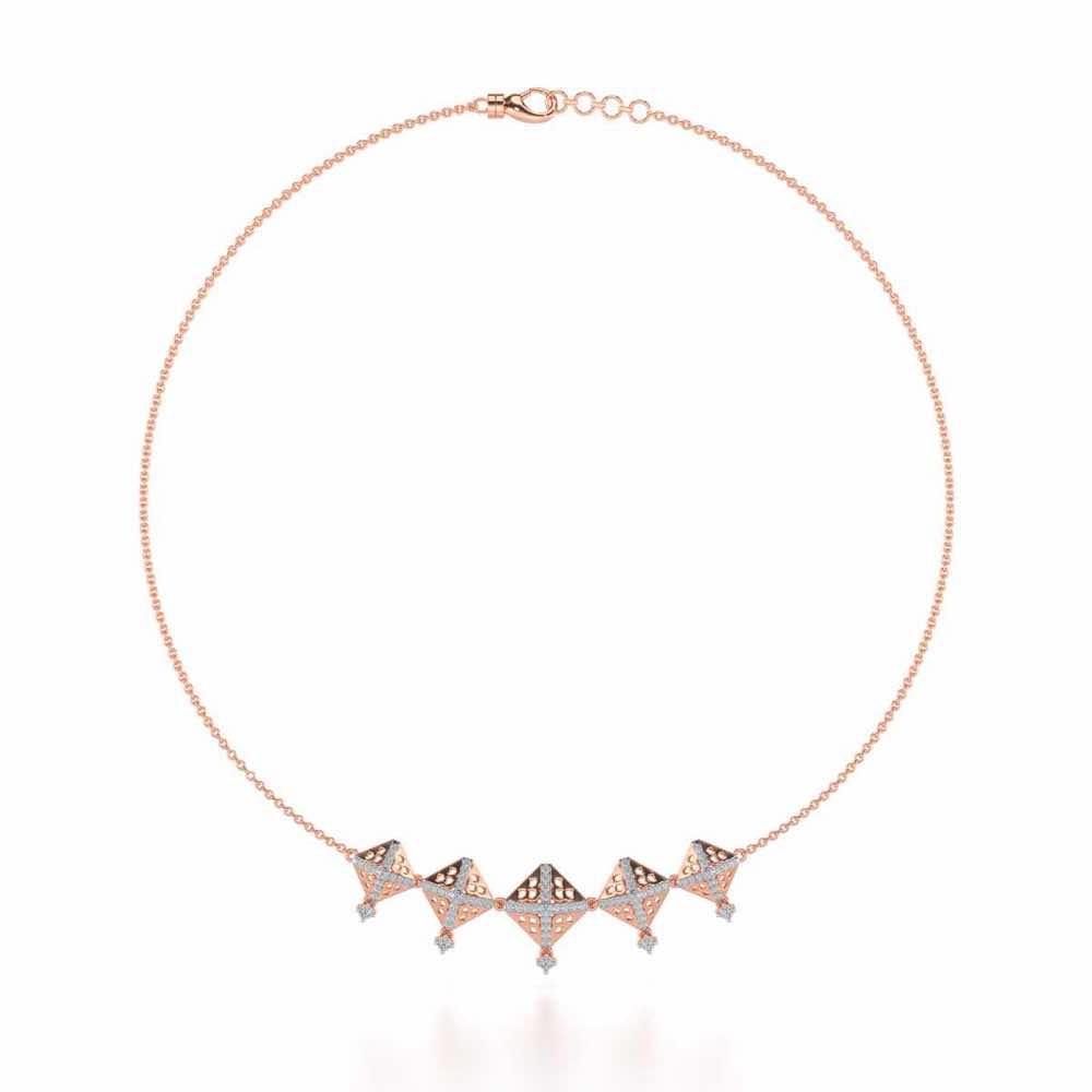 Pyramid Conclave Silver Necklace - Rose Gold - Image 3