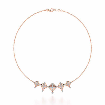 Pyramid Conclave Silver Necklace - Rose Gold - Image 3