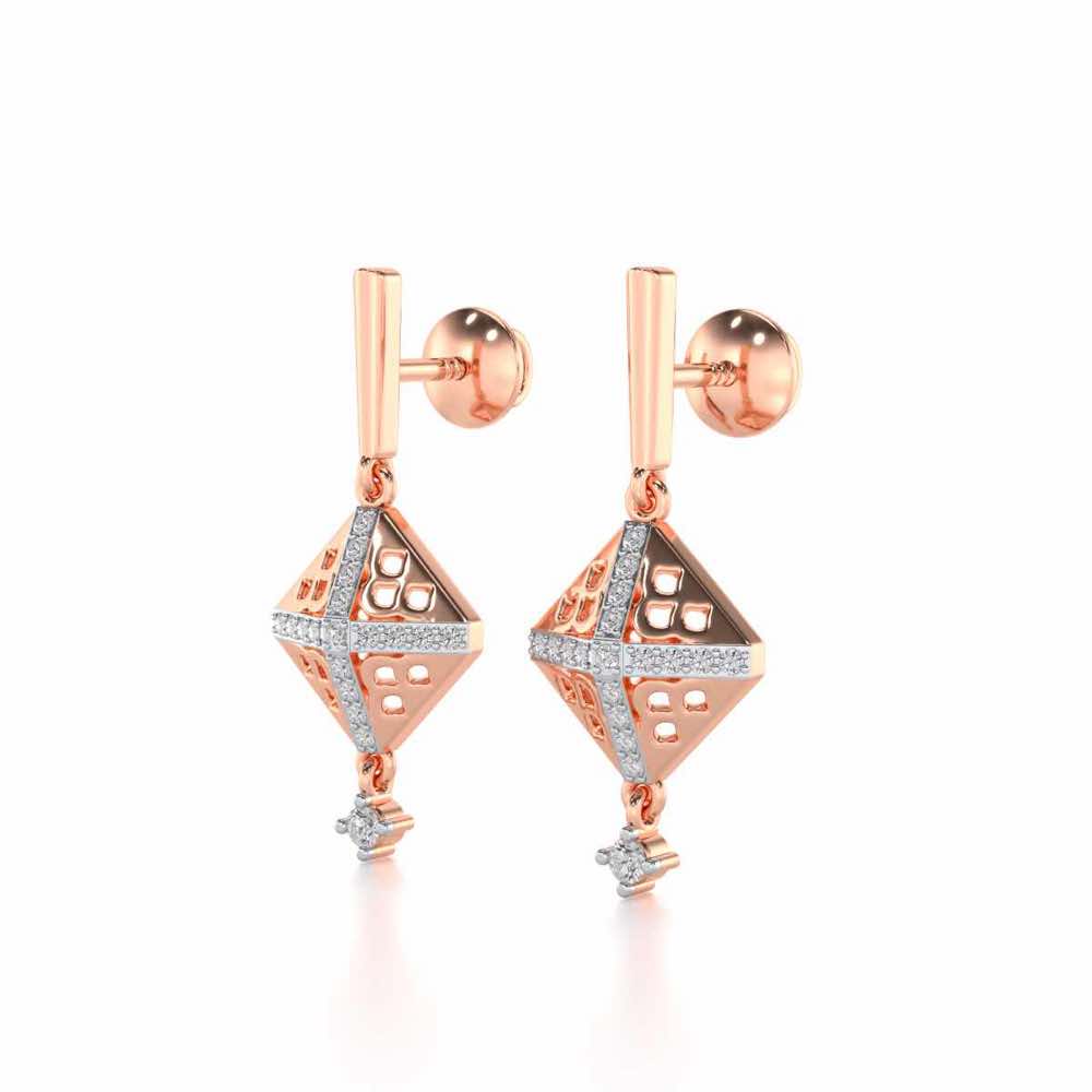 Pyramid Conclave Silver Earring - Rose Gold - Image 3