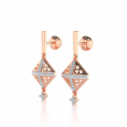 Pyramid Conclave Silver Earring - Rose Gold - Image 3