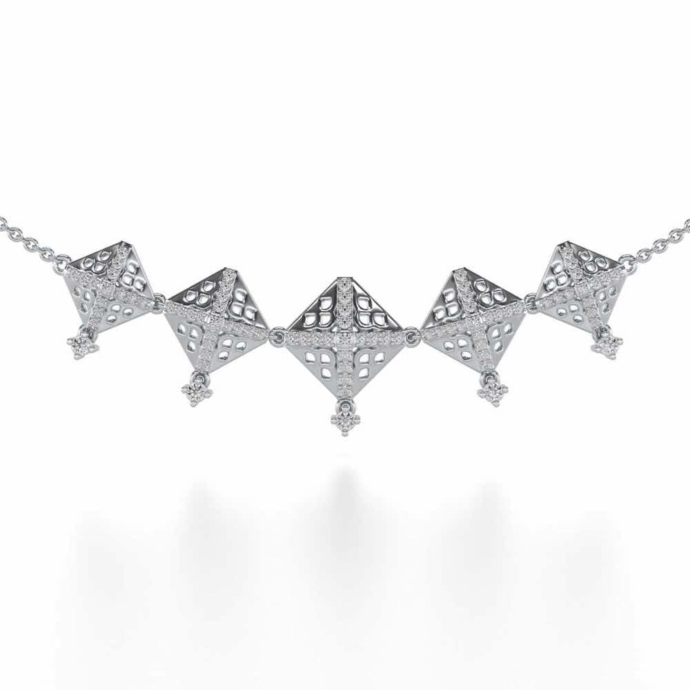 Pyramid Conclave Silver Necklace - White Gold - Image 1