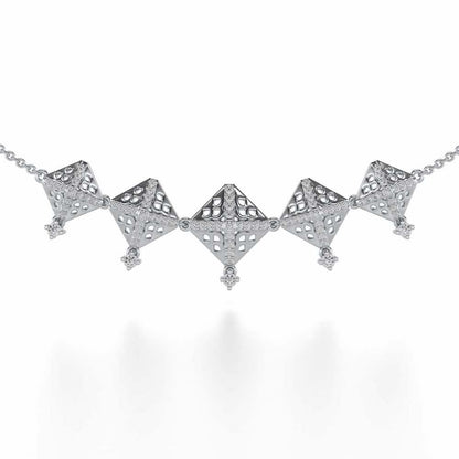 Pyramid Conclave Silver Necklace - White Gold - Image 1