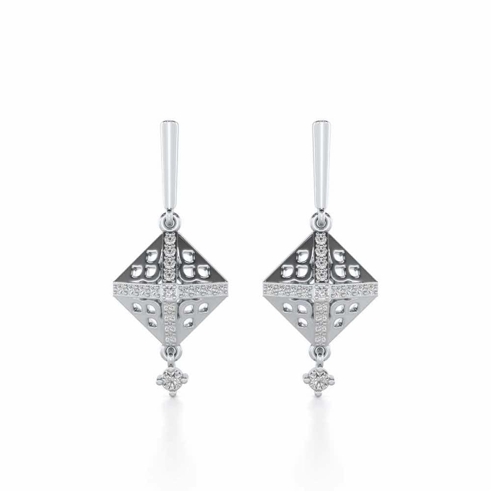 Pyramid Conclave Silver Earring - White Gold - Image 1