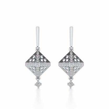Pyramid Conclave Silver Earring - White Gold - Image 1