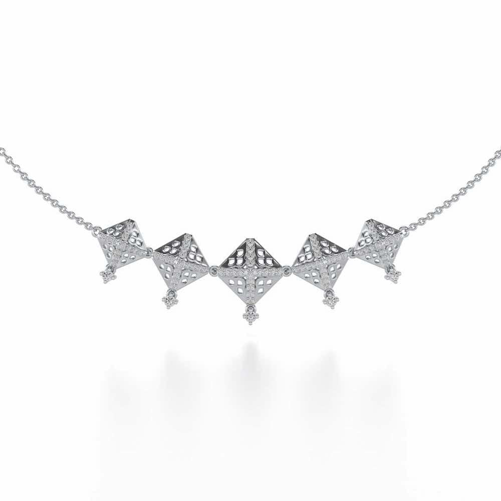 Pyramid Conclave Silver Necklace - White Gold - Image 2