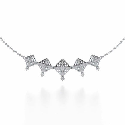 Pyramid Conclave Silver Necklace - White Gold - Image 2