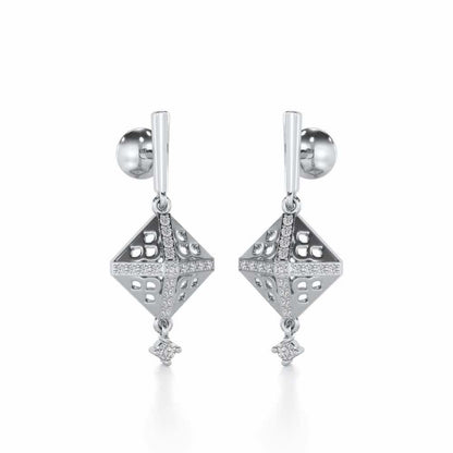 Pyramid Conclave Silver Earring - White Gold - Image 2