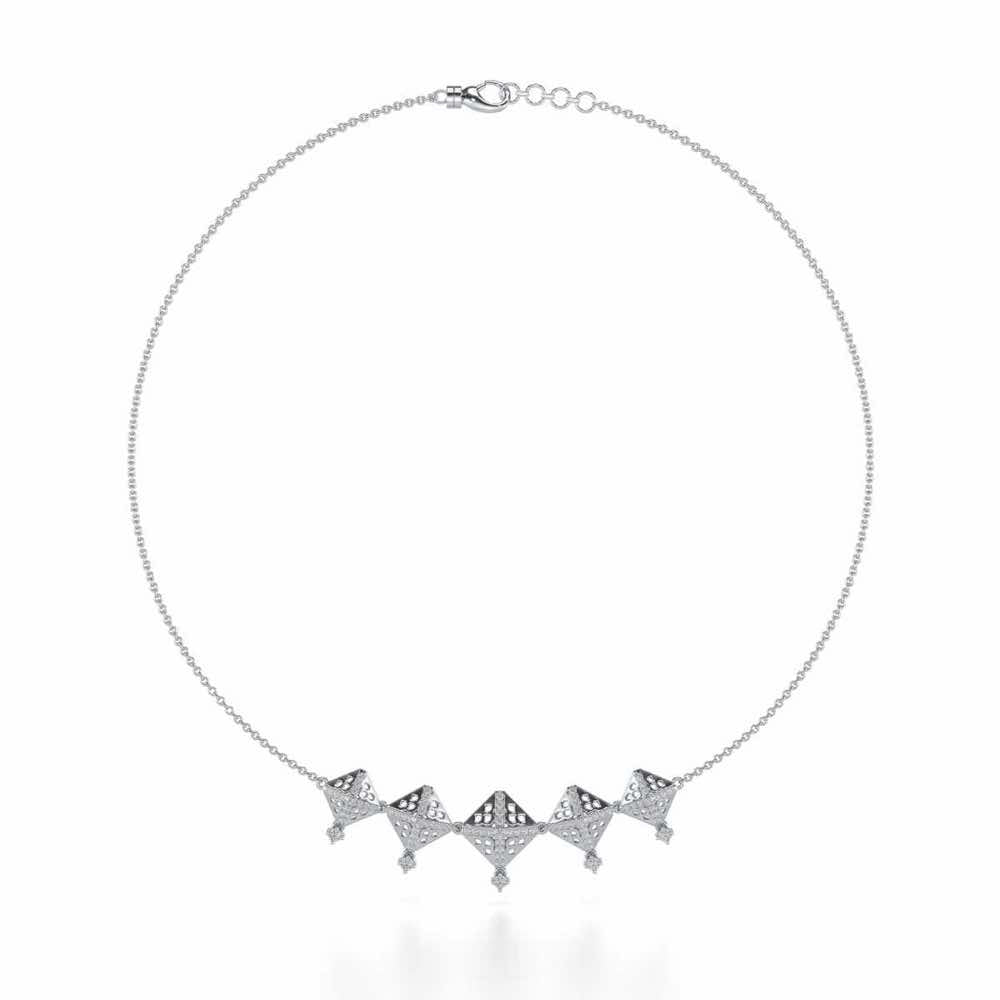 Pyramid Conclave Silver Necklace - White Gold - Image 3