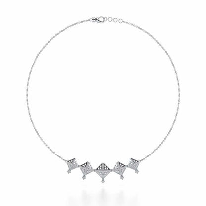 Pyramid Conclave Silver Necklace - White Gold - Image 3