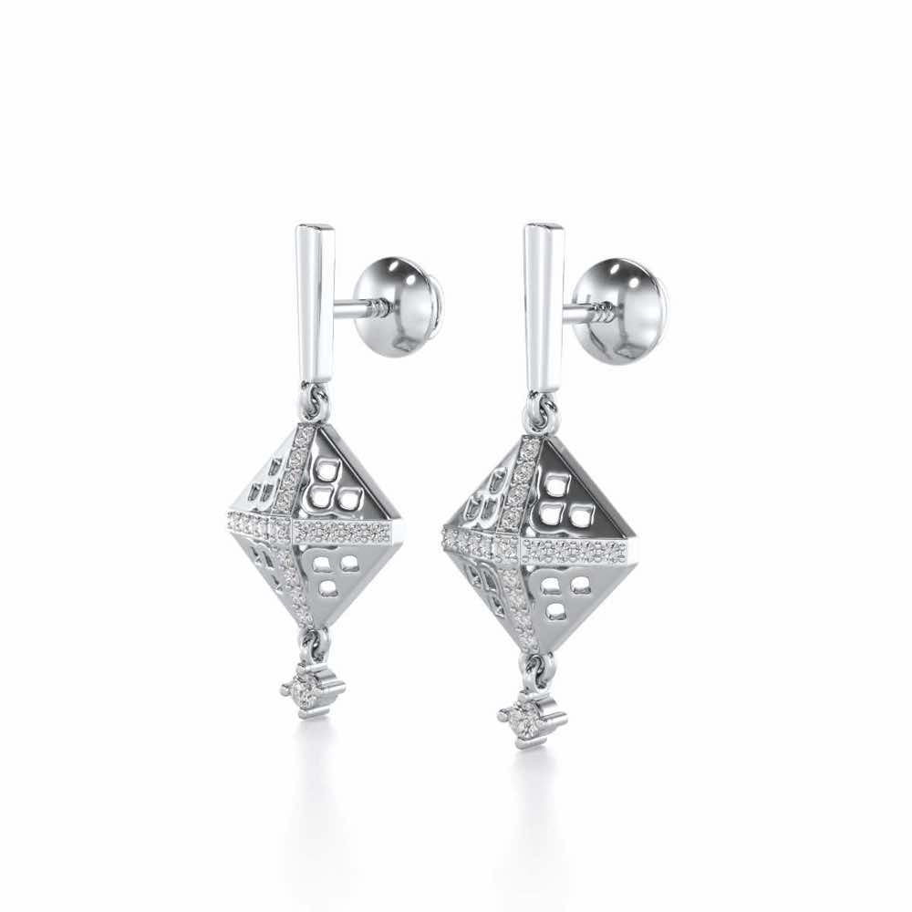 Pyramid Conclave Silver Earring - White Gold - Image 3